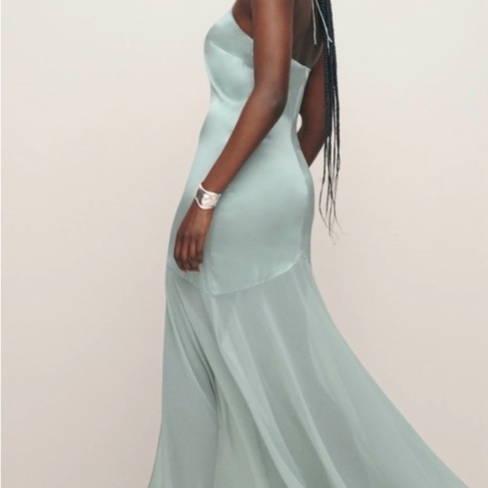 NWT  Reformation Tosca Silk dress in aquamarine - Picture 2 of 8